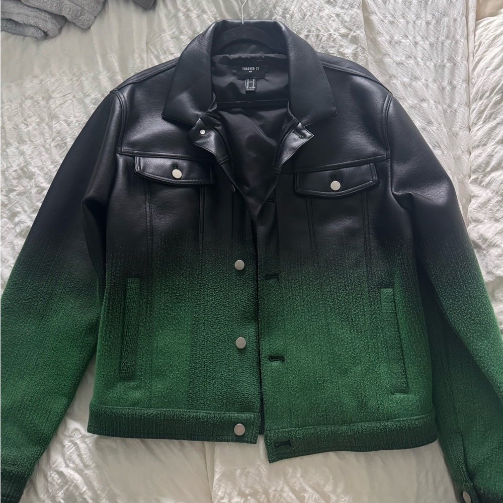 Forever 21 Black and Green Ombre Bomber Jacket